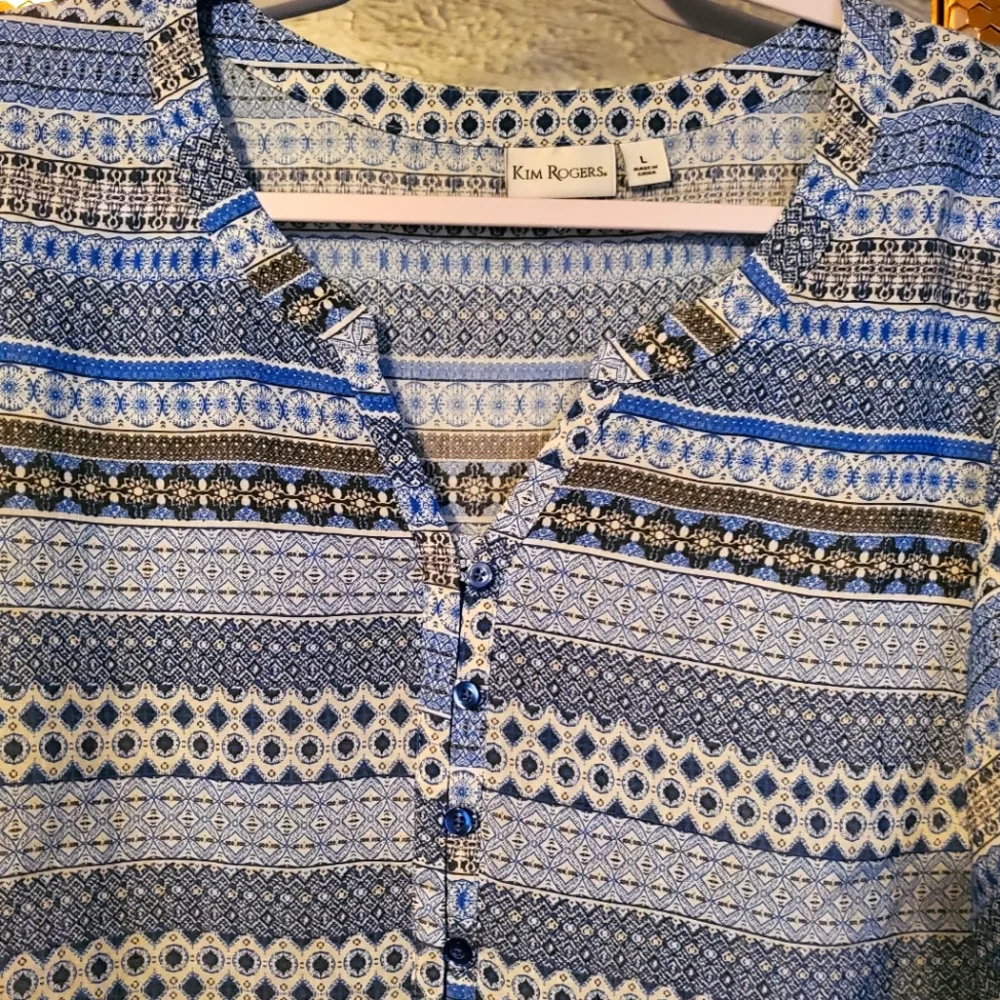 Kim Rogers Blue & Gray Shirt Dress - Picture 3 of 6